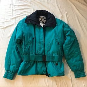 Vintage retro 70s 80s turquoise ski jacket